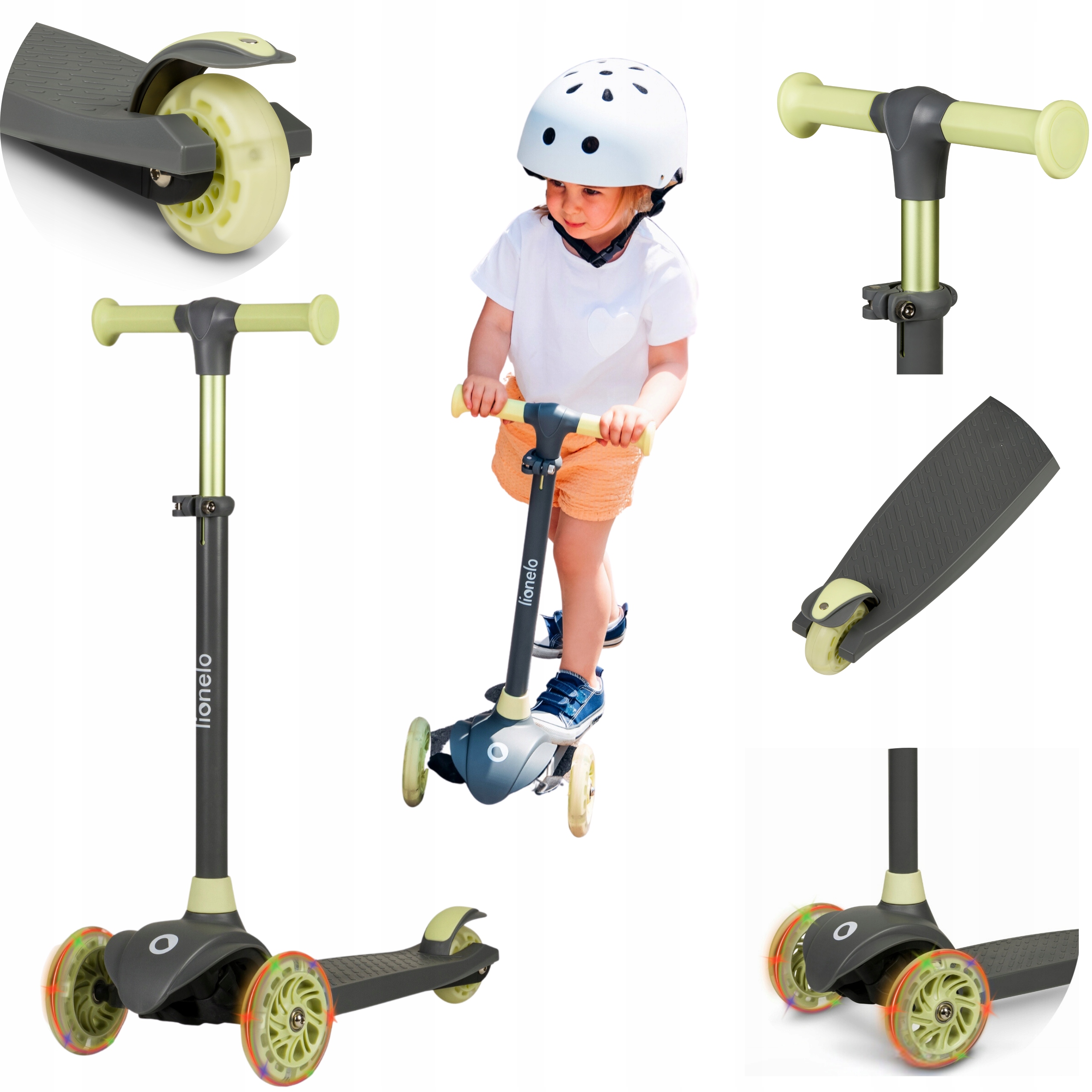 Hulajnoga balansowa trójkołowa Koła Led do 50kg składana Lionelo Jessy