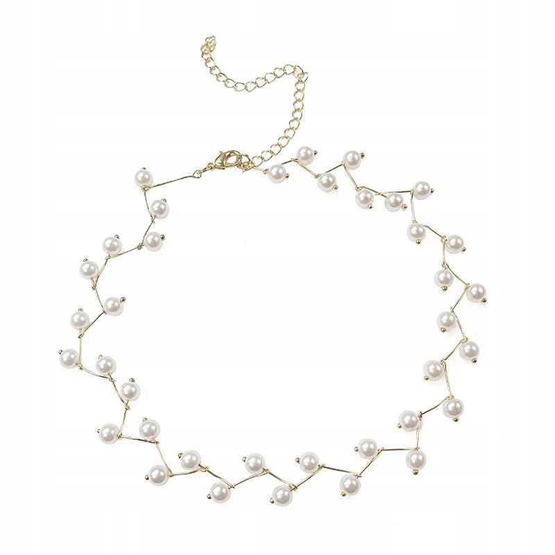 

Naszyjnik łańcuszek celebrytka perły choker złoty