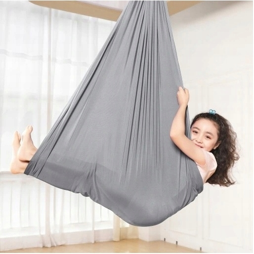 Hamak - Chusta Akrobatyczna Dla Dzieci ,1.5*2.8M huśtawka sensoryczna hamak Kolor srebrny