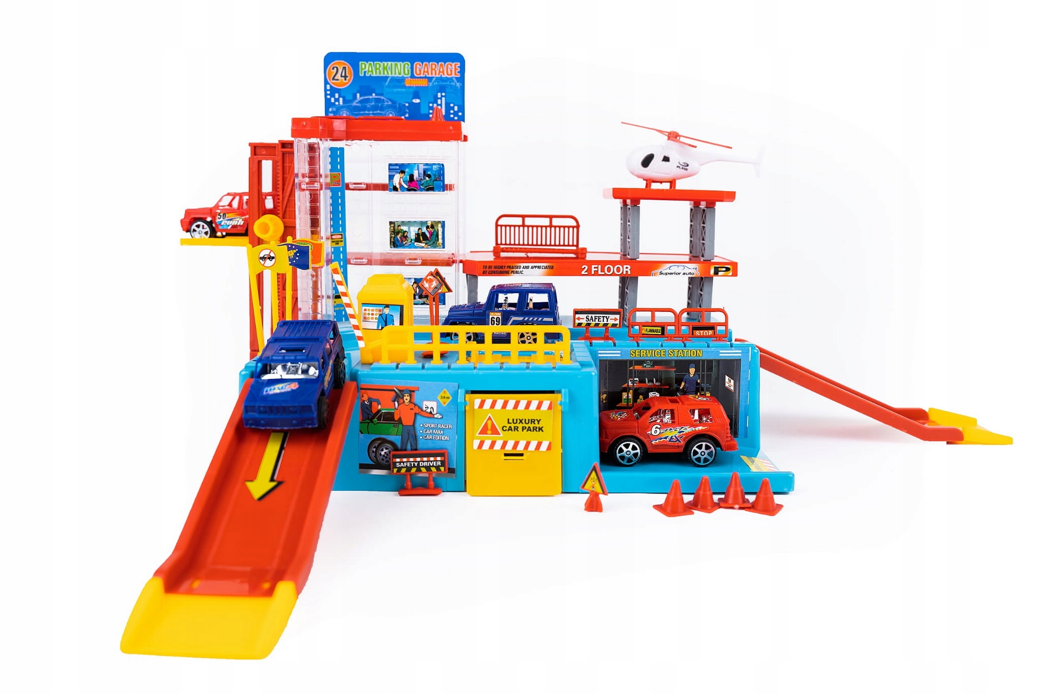 PARKING PIĘTROWY 4 AUTA HELIKOPTER LĄDOWISKO KANAŁ