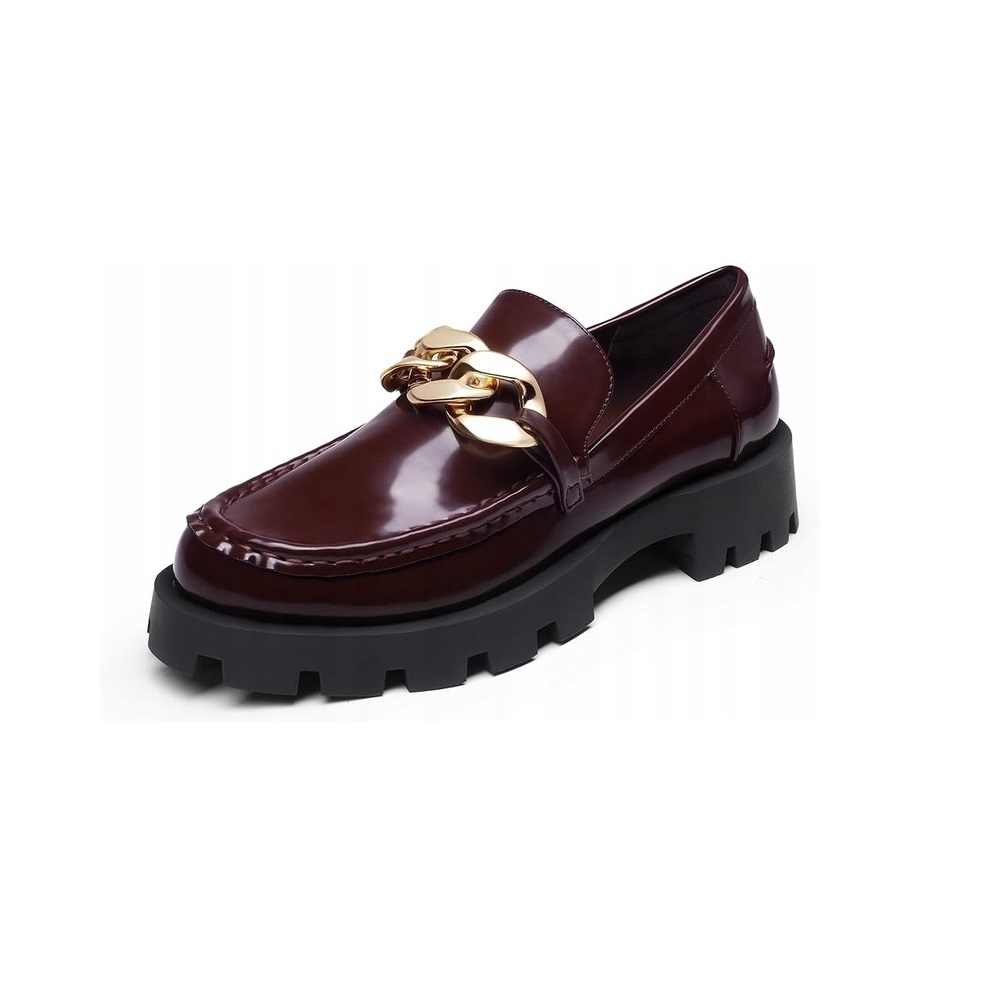 Dream Pairs Dámské mokasíny na platformě Burgundské, velikost 40