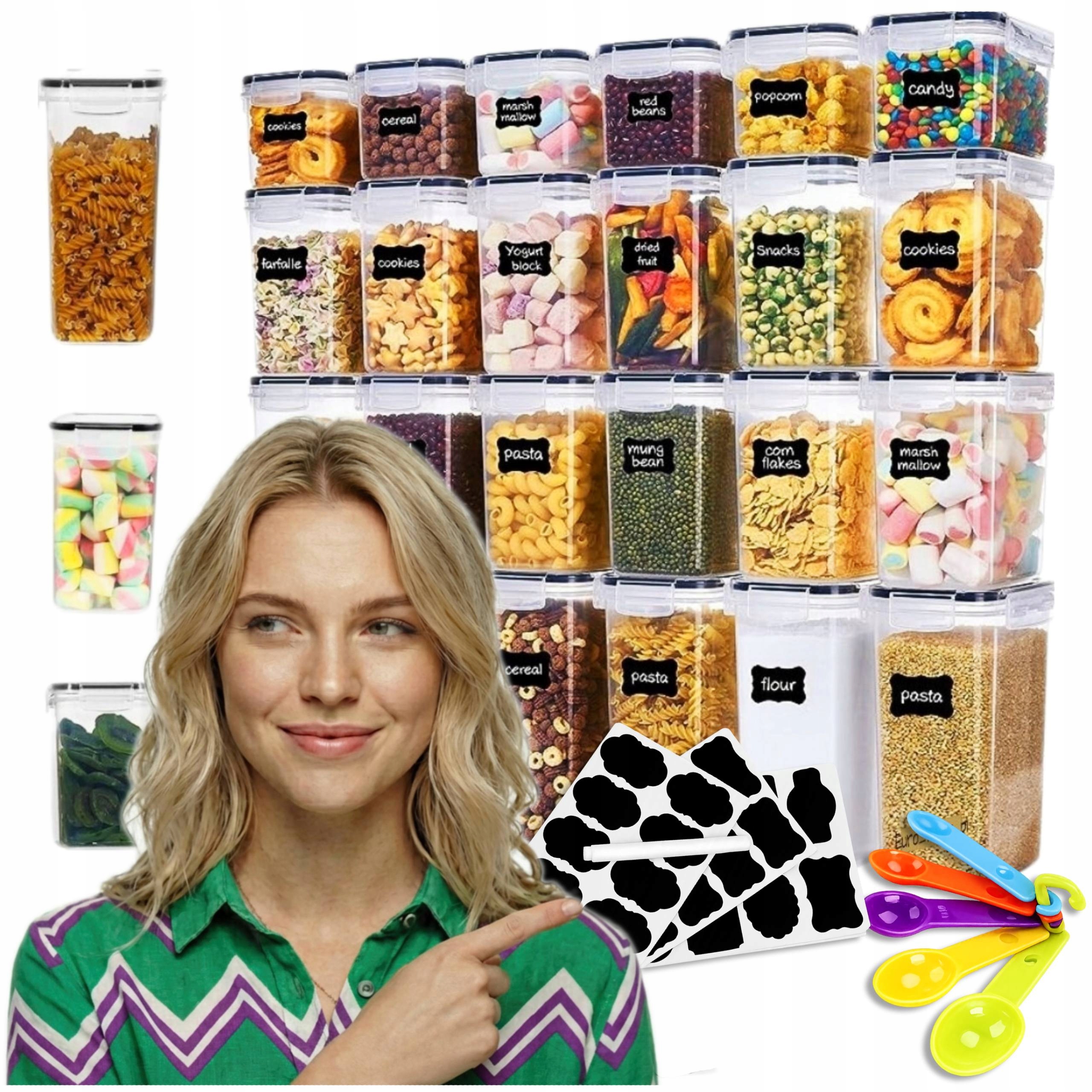 Sada 24 Hermetických Nádob Na Potraviny Bpa Free Plast Do Spíže