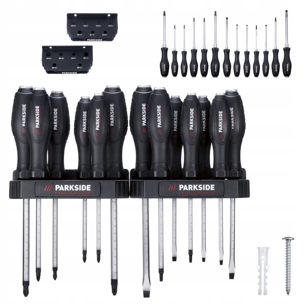 Śrubokręty Parkside Zestaw Śrubokrętów Do Dłutowania Wkrętaki 15szt Wieszak