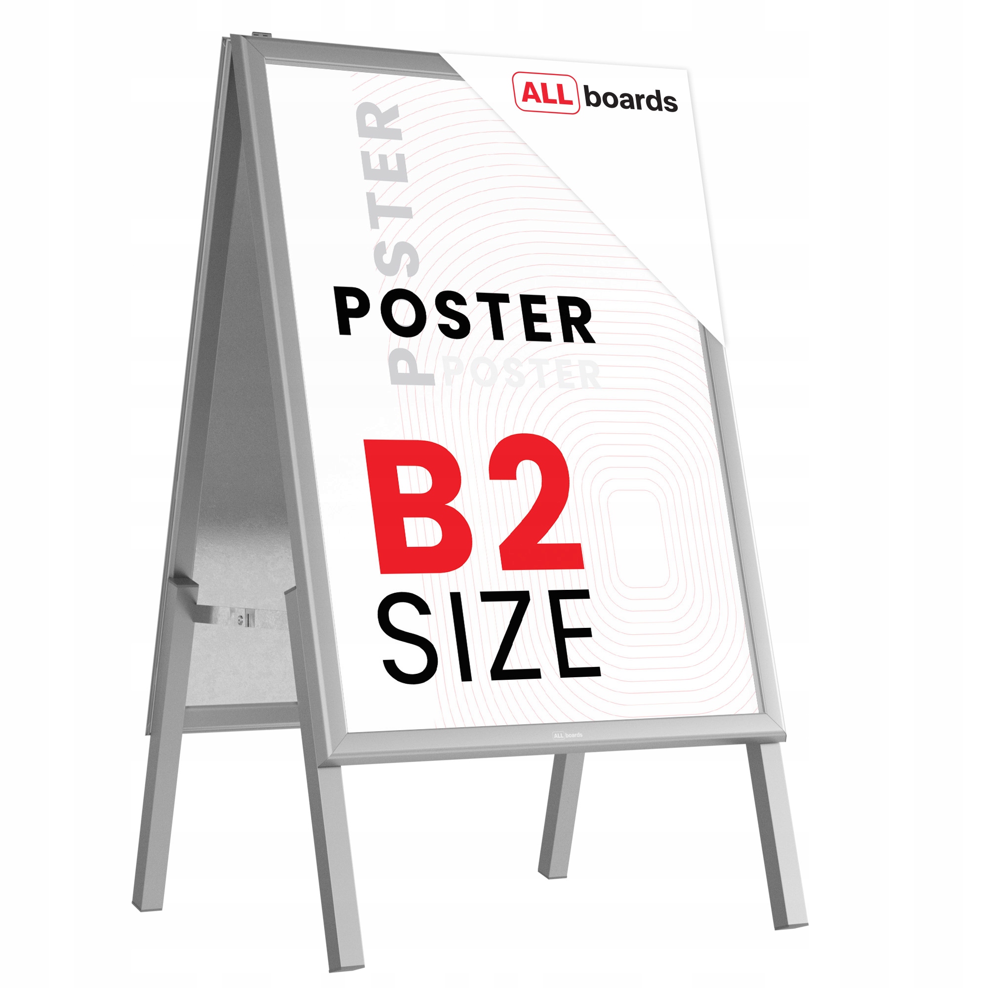 Potykacz reklamowy B2 Owz dwustronny srebrna rama