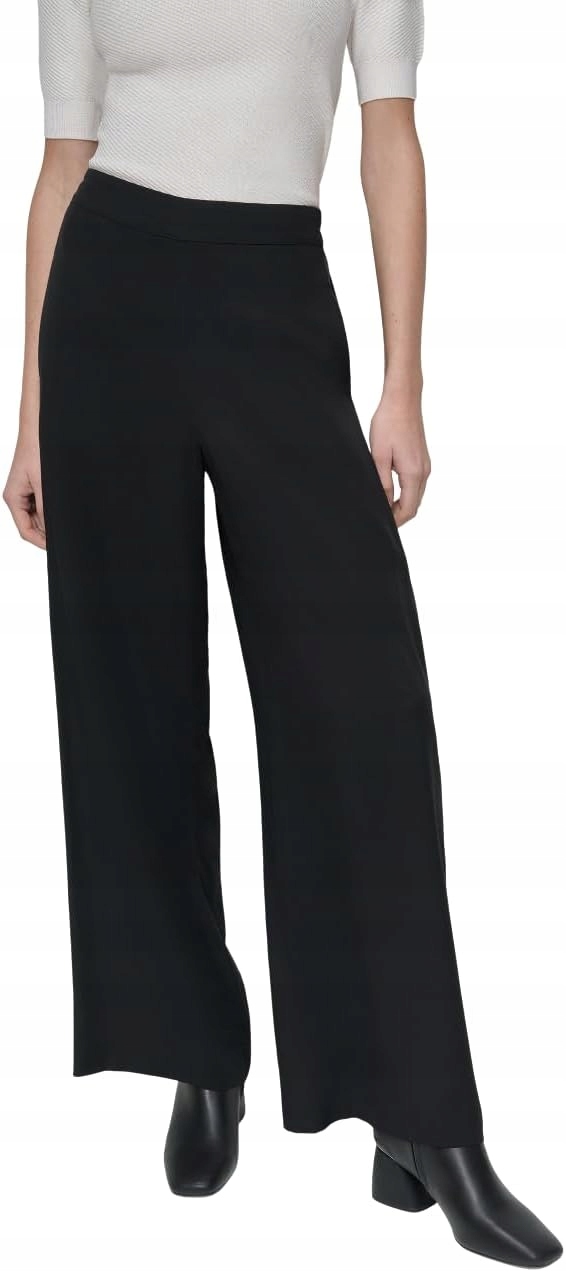 Dkny Dámské kalhoty Wide Leg Černé M Viskóza Tencel Elegantní Premium