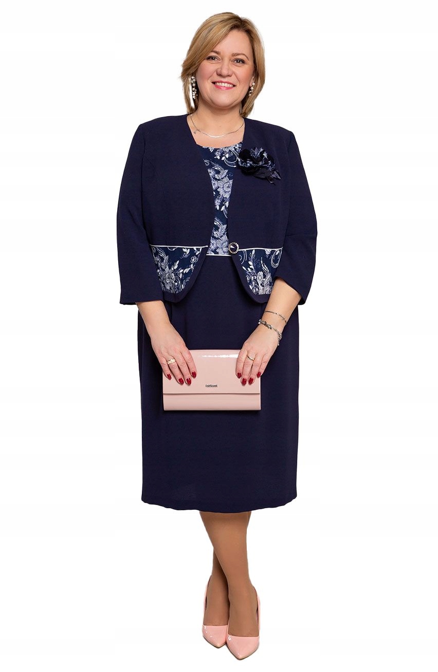 Tmavě modrá vizitková sukně s krajkou, velikost 56