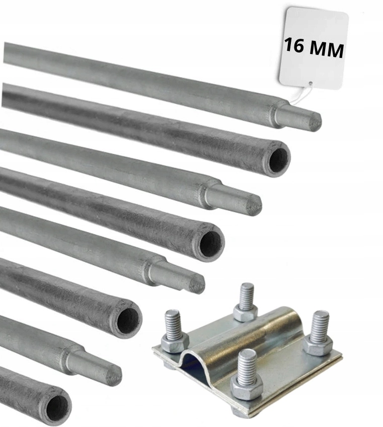 Uziom Szpilka Pręt Wbijany Kompletny 12M Złącze Drut-bednarka 8x1.5M FI16