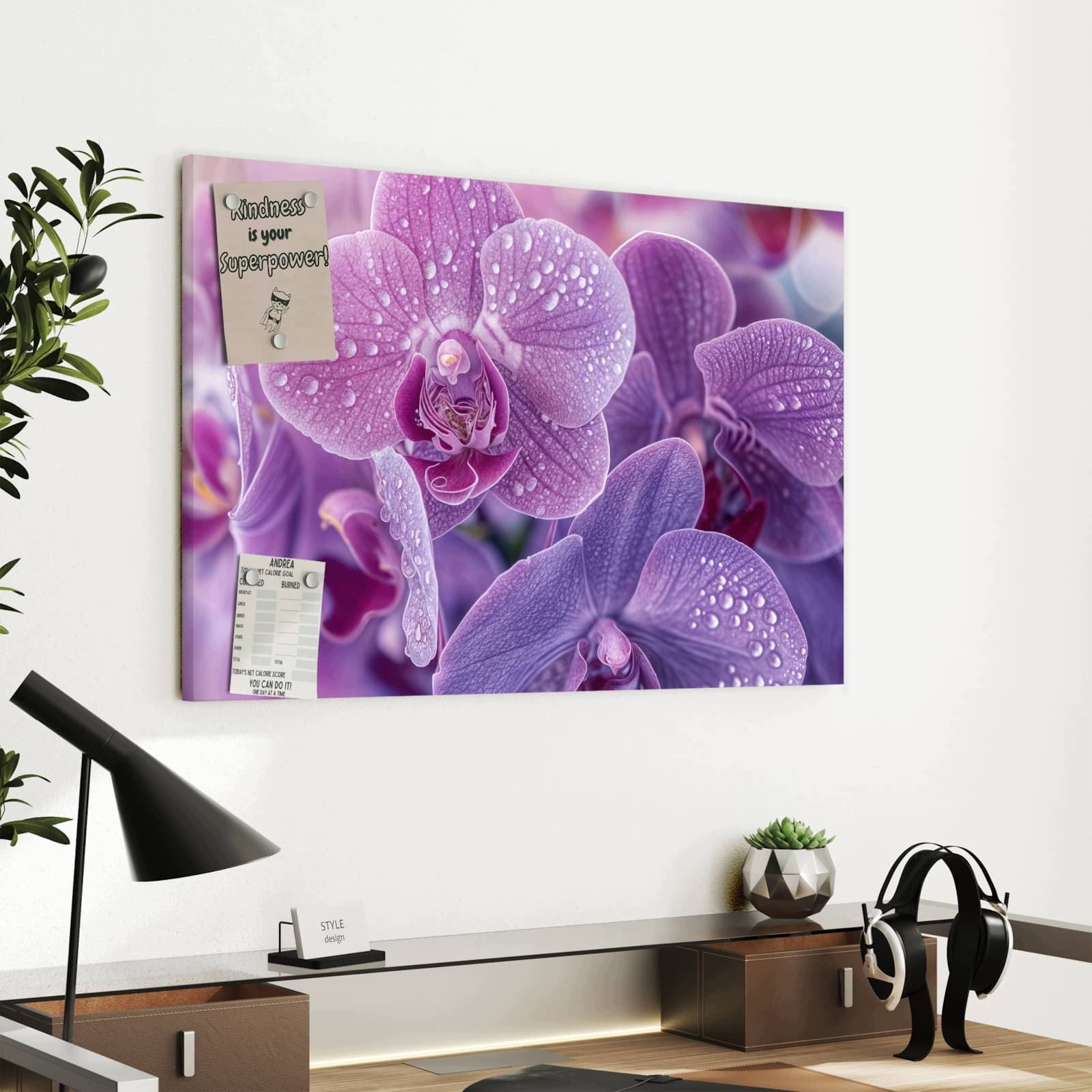 Magnetická tabule Květiny orchideje 60 × 40 cm