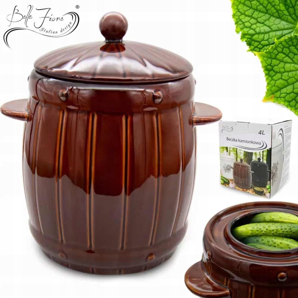 Kameninový Sud K Nakládání 4L Hermetický na okurky zelí kamenina