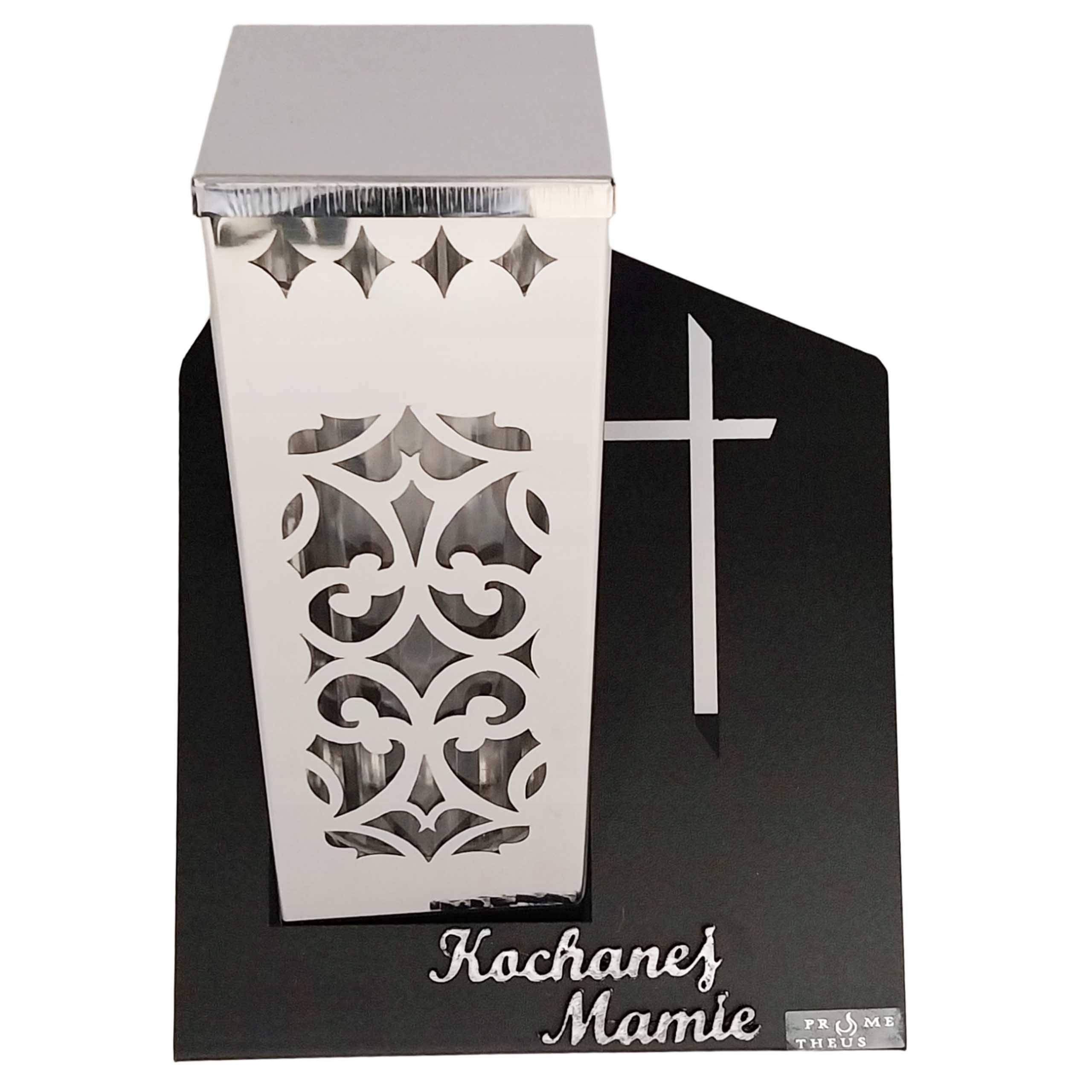 NOWOCZESNY ZNICZ METALOWY DLA MAMY ze stali lampion stalowy na grób