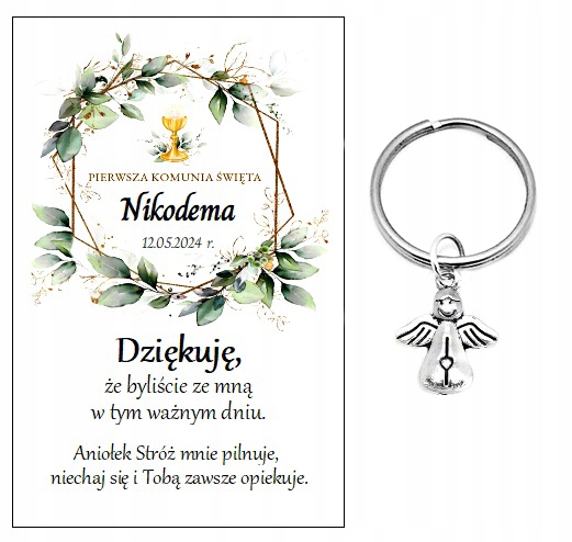 Podziękowania dla gości breloczek ANIOŁEK NR 69 KOMUNIA PAMIĄTKA PREZENT