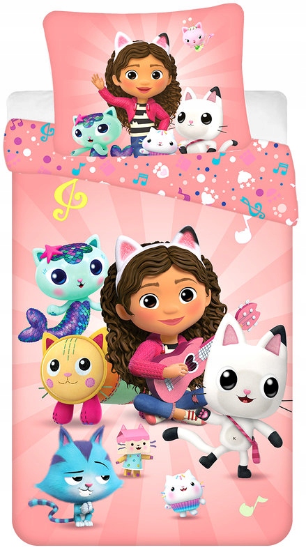Pościel Koci Domek Gabi 140x200 Gabby's Dollhouse Dziecięca 100% Bawełna