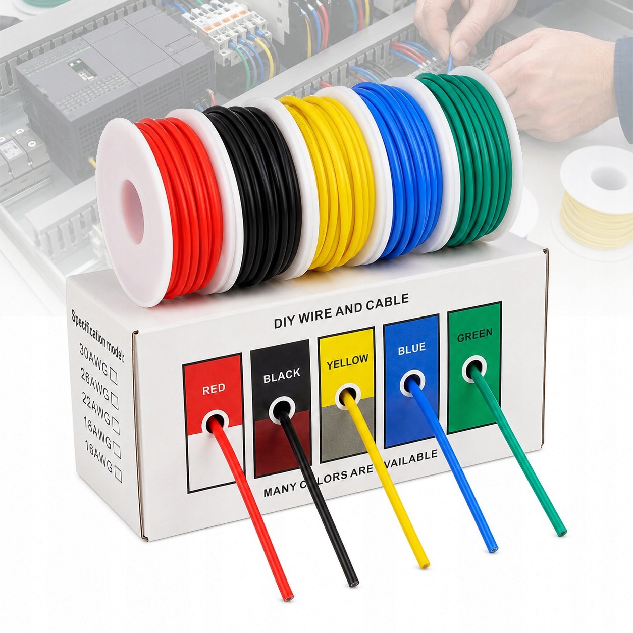 Przewody 28AWG Miedź Cynowana Zestaw 5x10 m