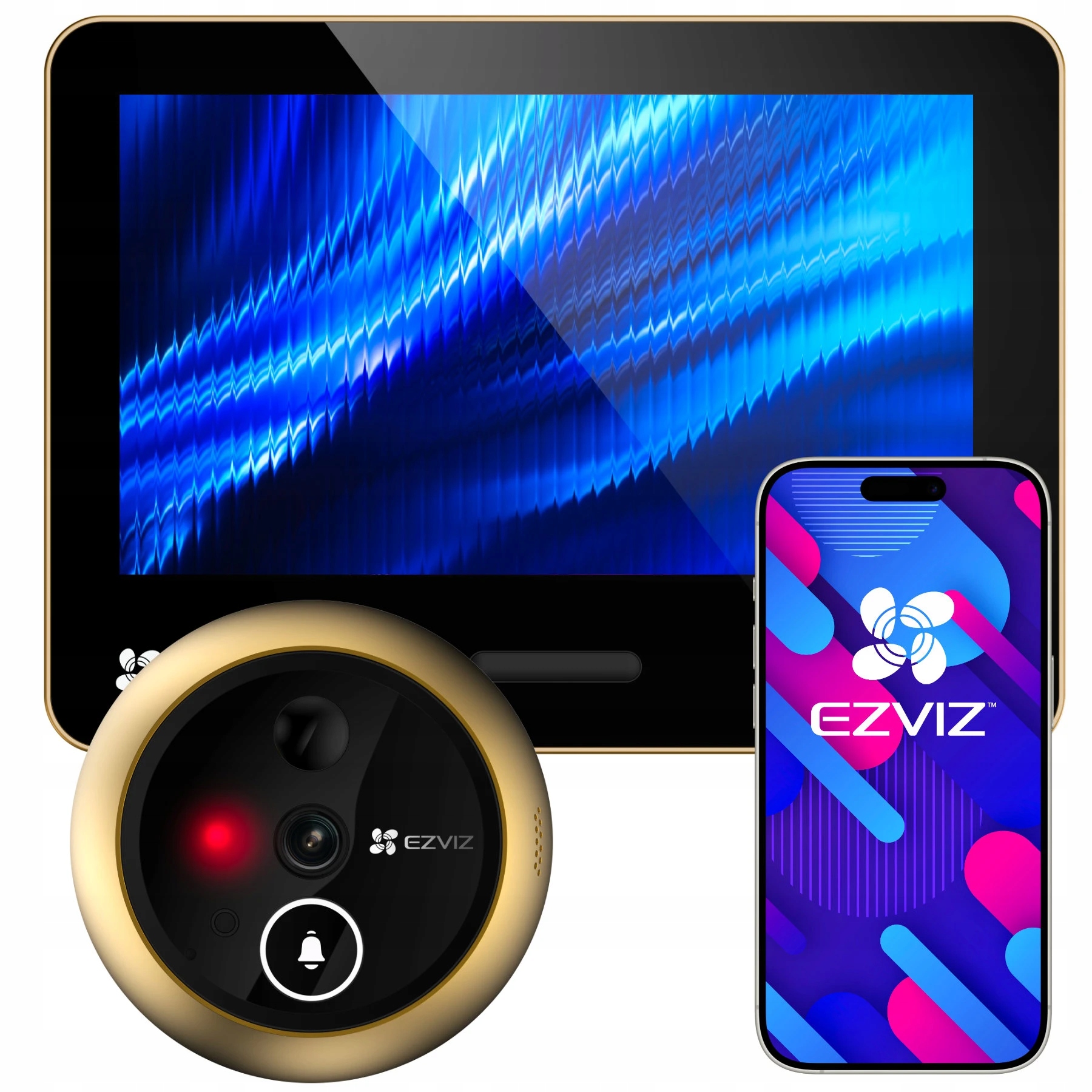 Wizjer Elektroniczny Dzwonek 4K CS-EP4 Złoty Akumulator Ezviz Apka Sd
