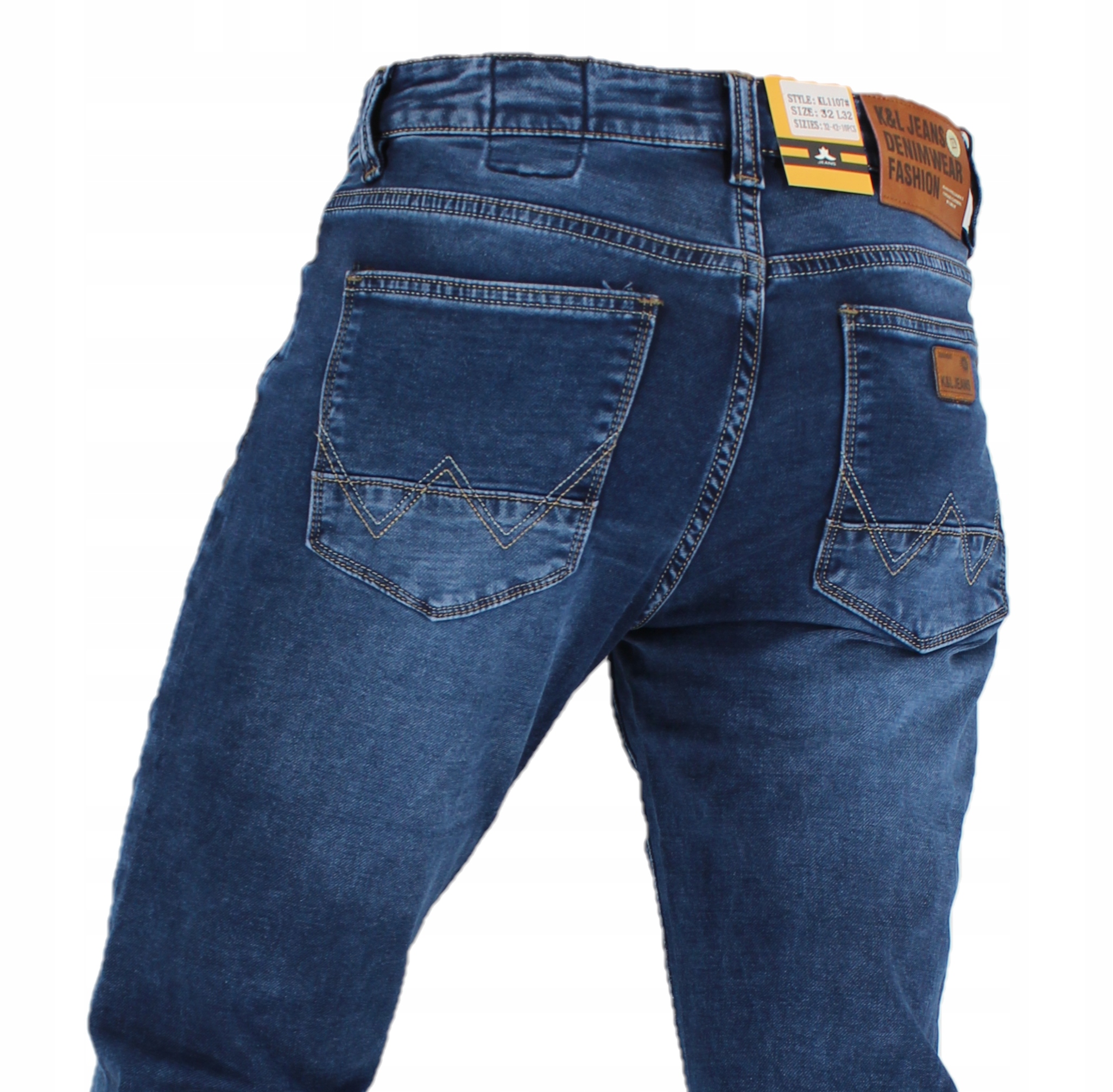 SPODNIE KLASYCZNE MĘSKIE PROSTA NOGAWKA L32 W39 Wzór dominujący bez wzoru