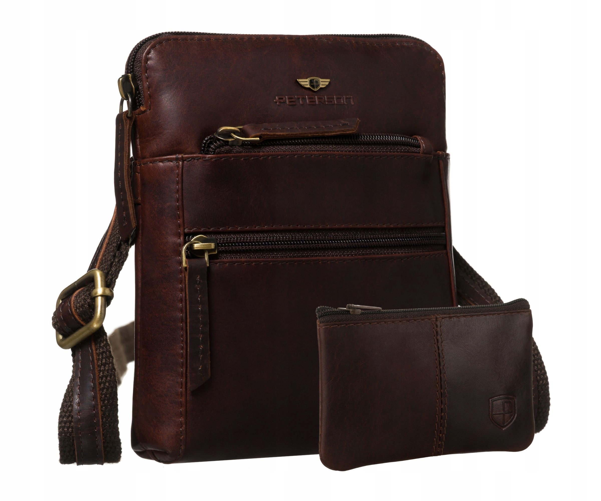 Kožená malá pánská taška z přírodní kůže přes rameno Peterson