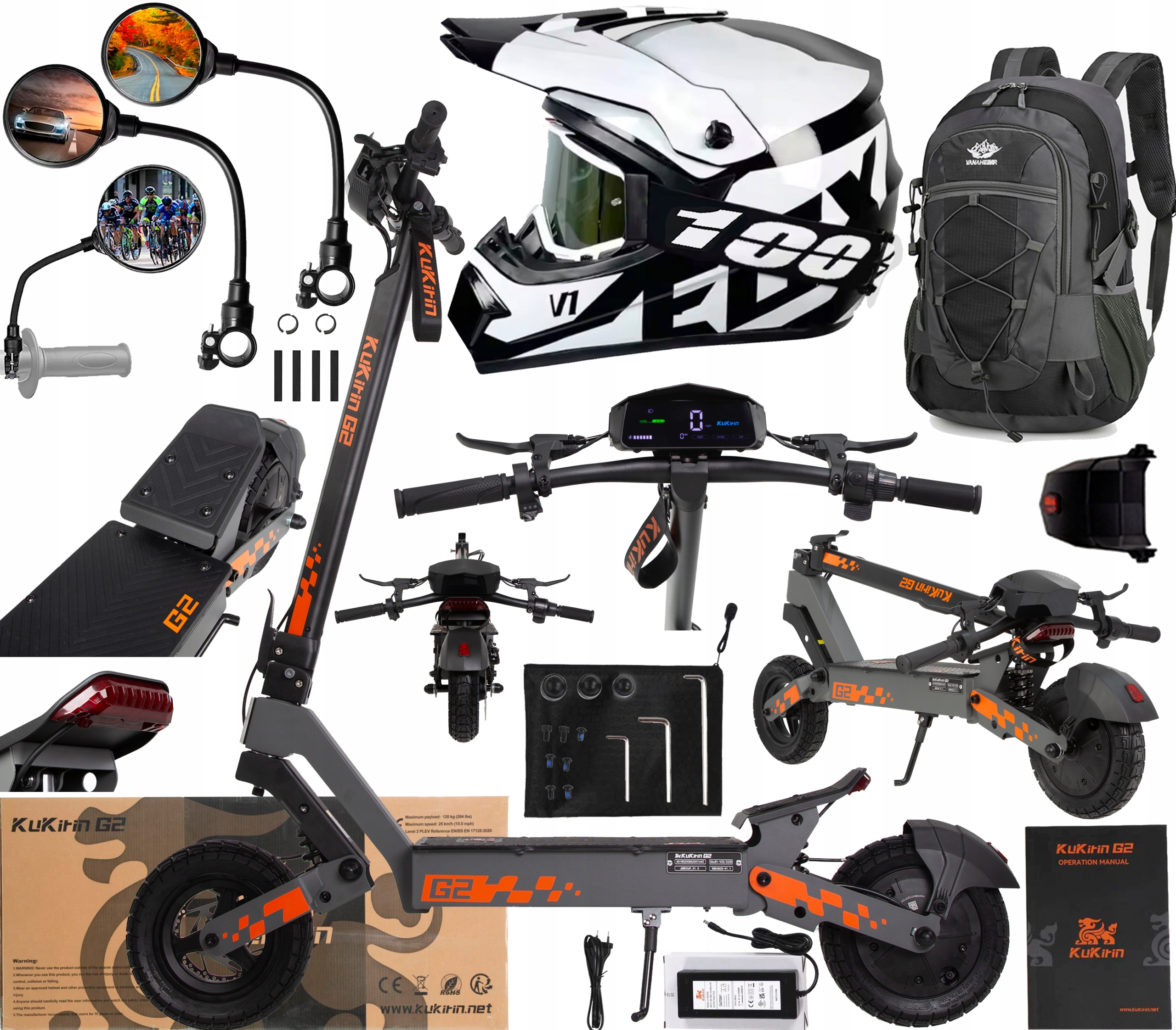 KuKirin G2 Składany 800W 48V 15Ah 45KM/H 55KM 10" Terenowy +Prezent Pl