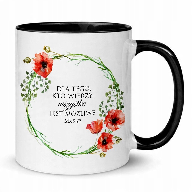 

Kubek Wnętrze Czarne Religijne Wzory Cytaty Biblia