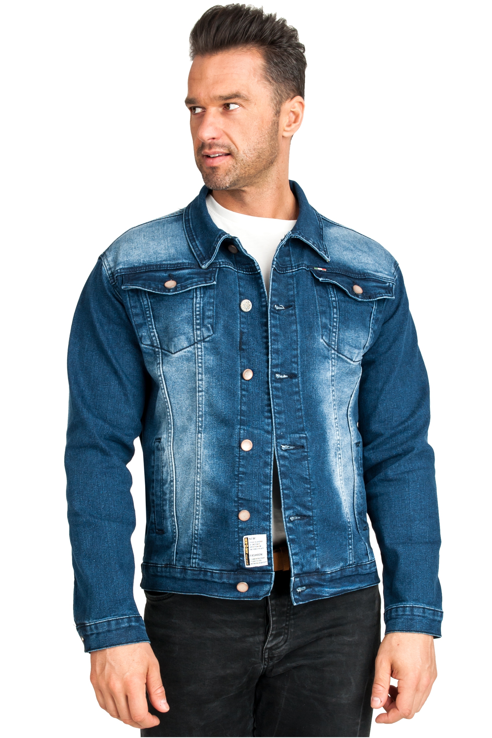 KURTKA WIOSENNA MĘSKA PRZEJŚCIOWA PUCHOWA BOMBERKA Kolor niebieski