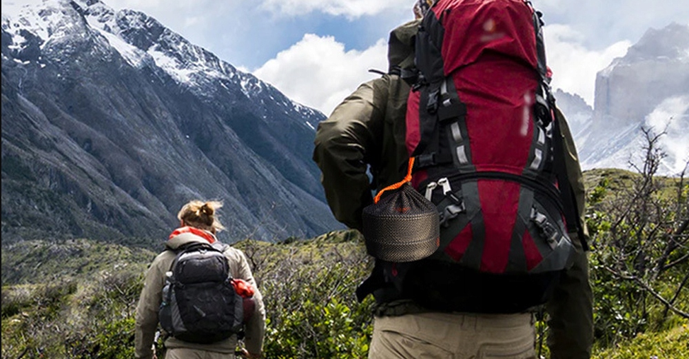 Naczynia turystyczne garnki camping biwak DUŻY KOMPLET naczyń kempingowych Kolor dominujący czarny