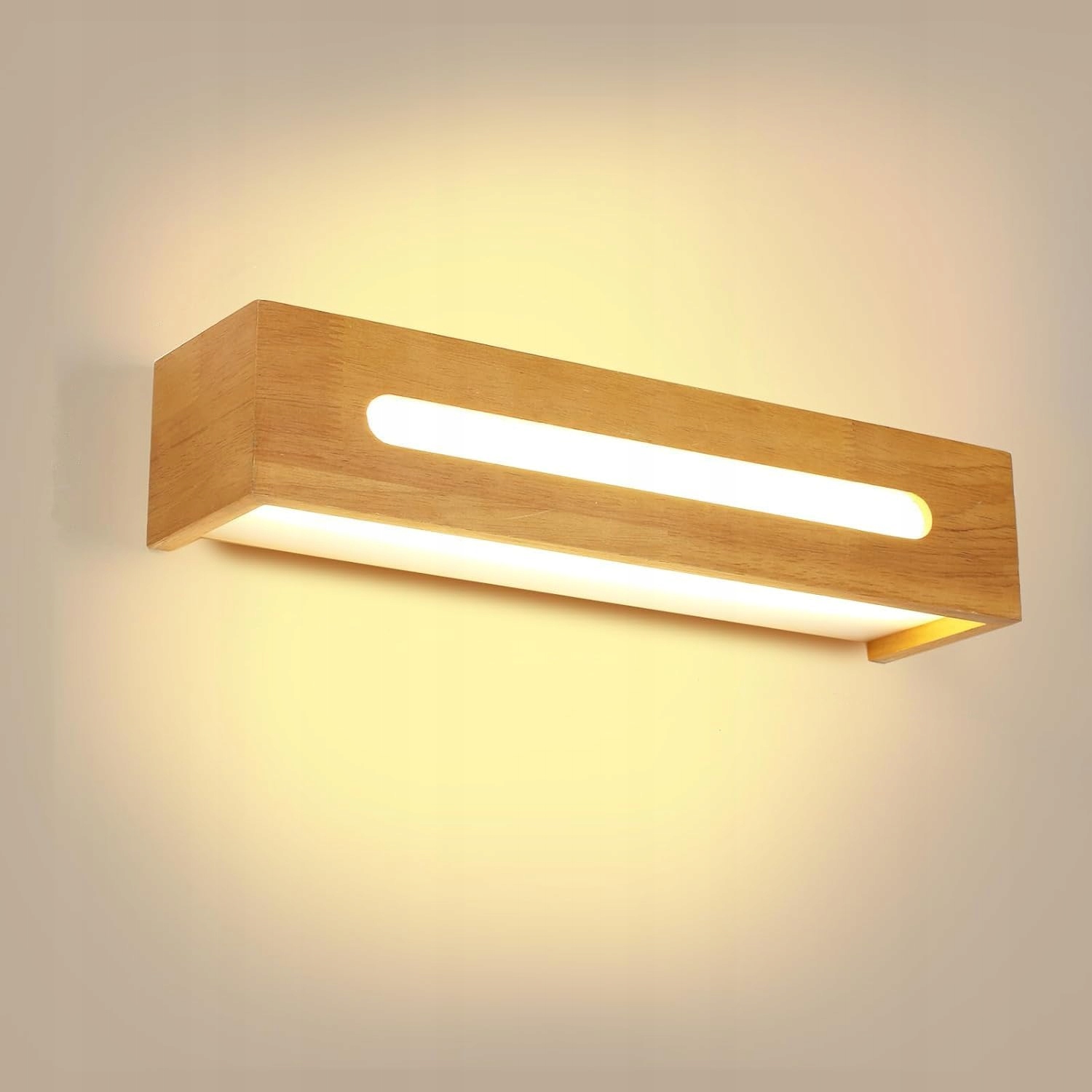 Kinkiet Led Ścienny Drewniany Nowoczesny Do Kuchni Salonu 18W 3000K