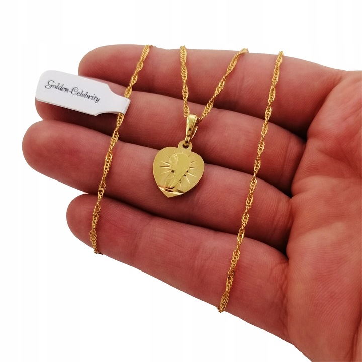 ZŁOTY ŁAŃCUSZEK KOMUNIJNY MATKA BOSKA 925 GRAWER Stan opakowania oryginalne