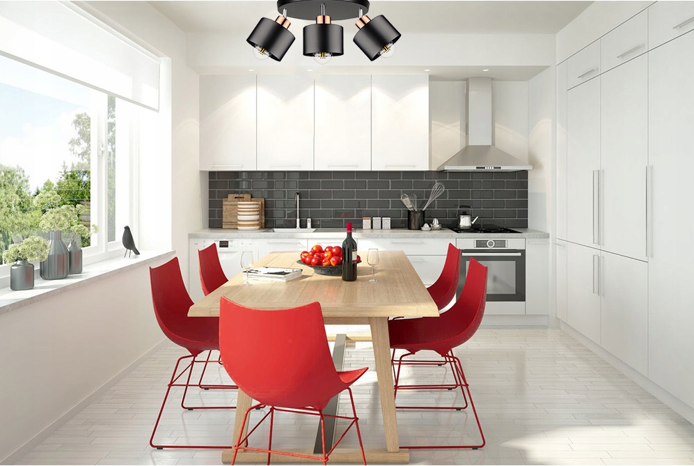 LAMPA SUFITOWA PLAFON LED ŻYRANDOL LOFT WISZĄCA Kolor czarny miedziany