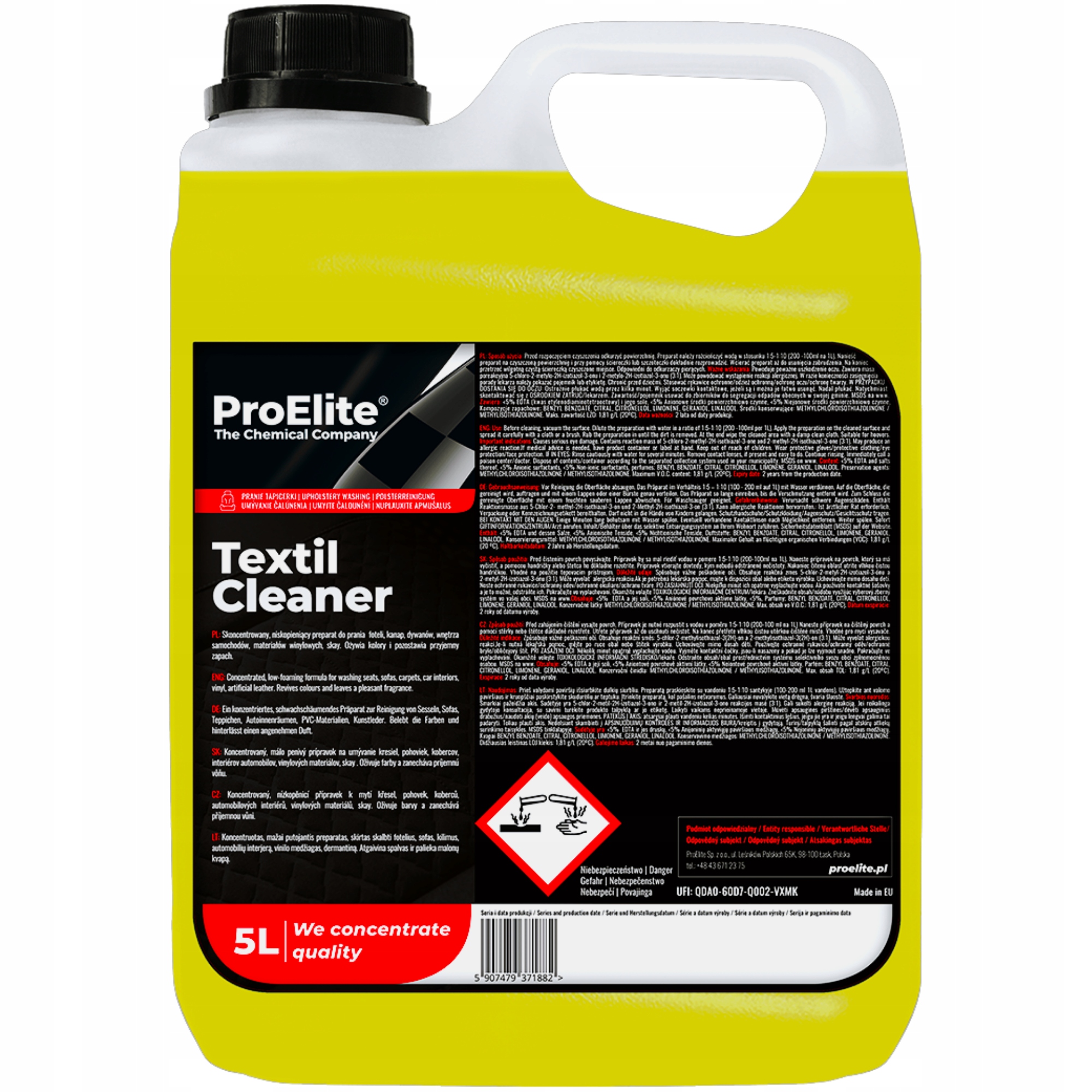 Niskopieniący koncentrat do prania tapicerki ProElite Textil Cleaner 5L