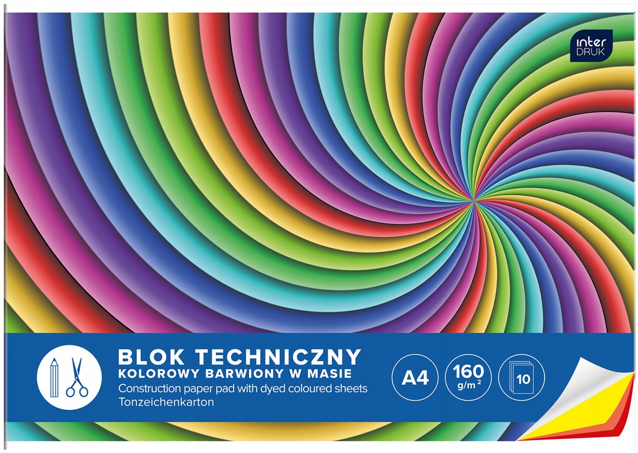 

Blok techniczny kolorowy A4 10kartek Interdruk