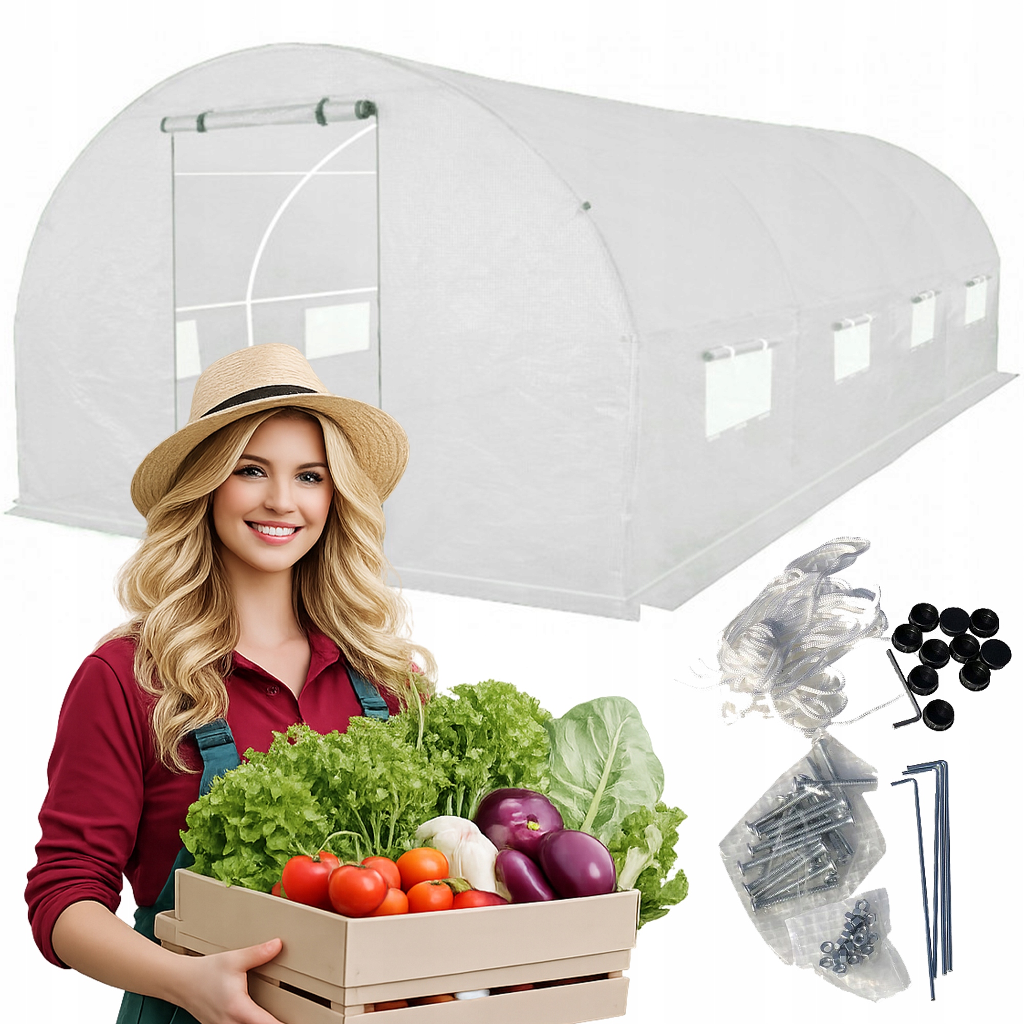 Zahradní fóliový tunel Skleník 4x2,5 m Fólie/Foliak 10 m2 Bílý silný Uv