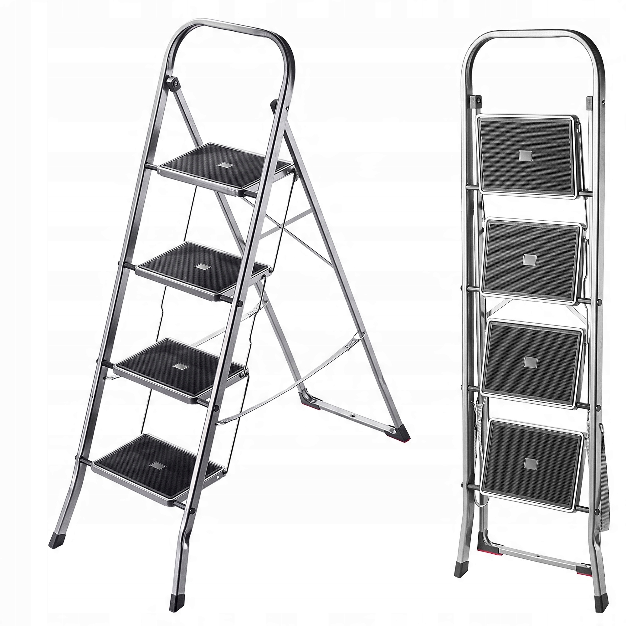 Kadax Rebrík Štvorstupňový 150kg Stupňový Domáci Oceľový Skladací