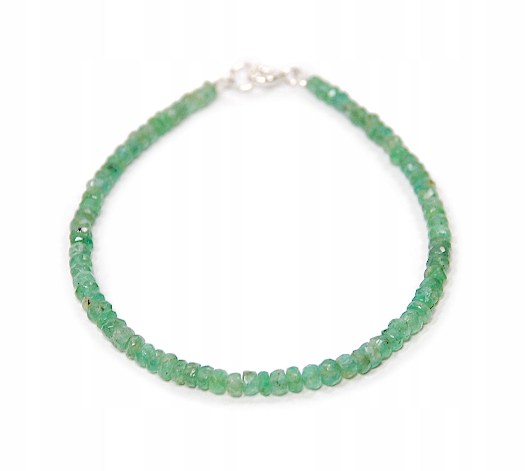 Přírodní náramek Smaragdové fasetované pneumatiky 3-4 mm, zapínání stříbro 925