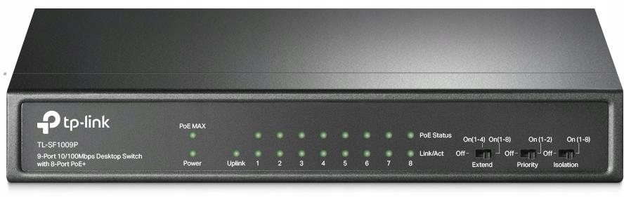 Switch Tp-link TL-SF1009P 9-Portový, nespravovatelný, 8xPoE