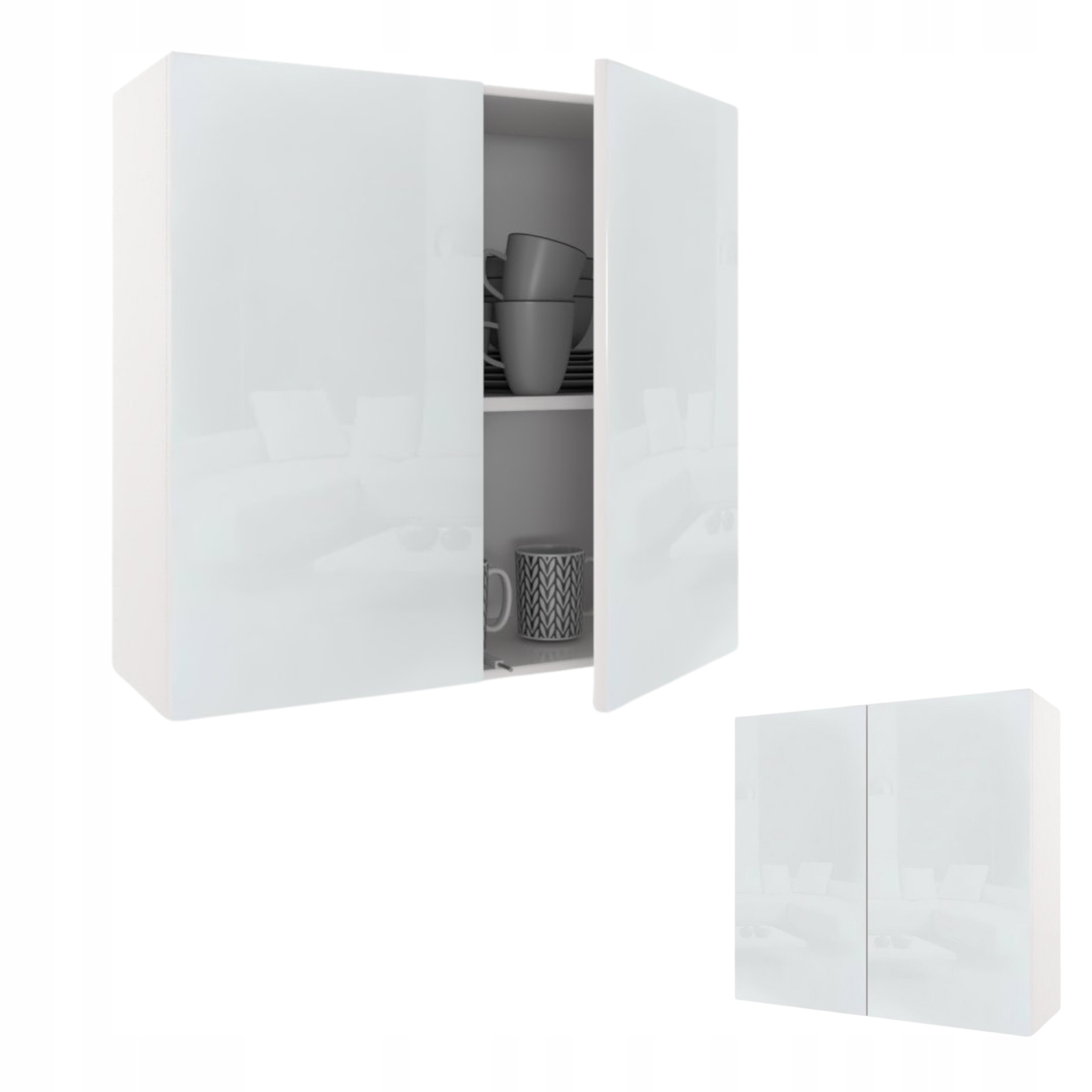 Kuchyňská skříňka Závěsná skříňka do kuchyně Police Karo 80 Bílý Lesk