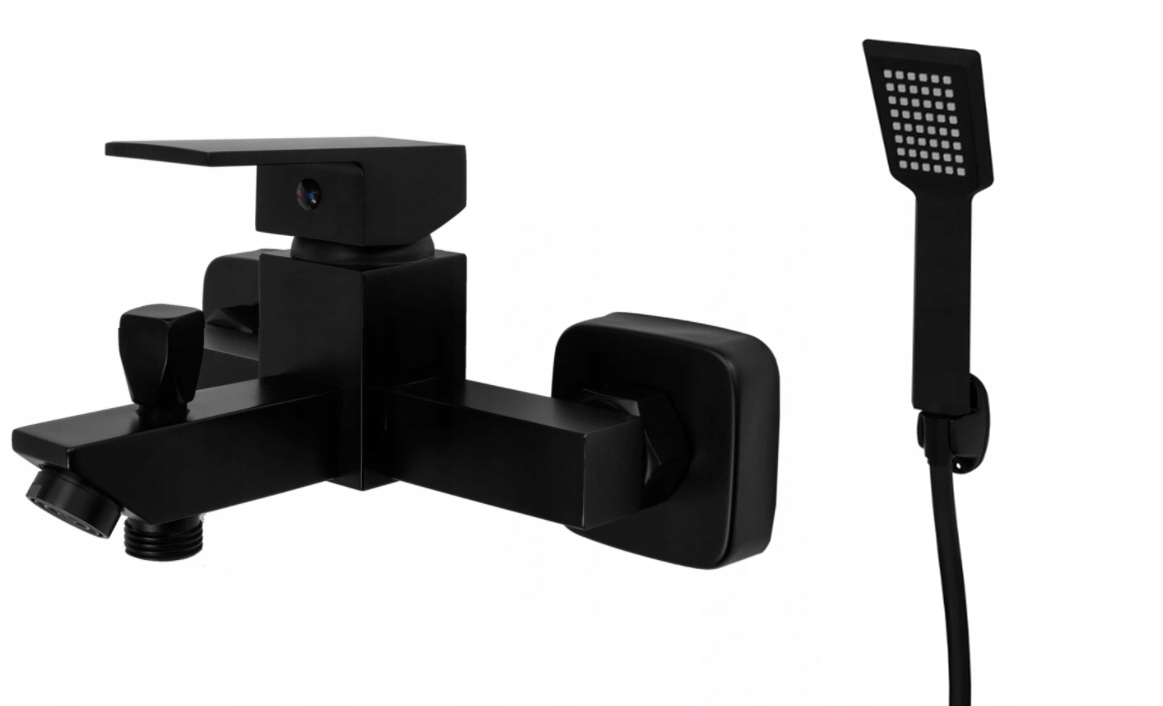 Nástenná vaňová batéria Čierna Caro Hlavica Hadica