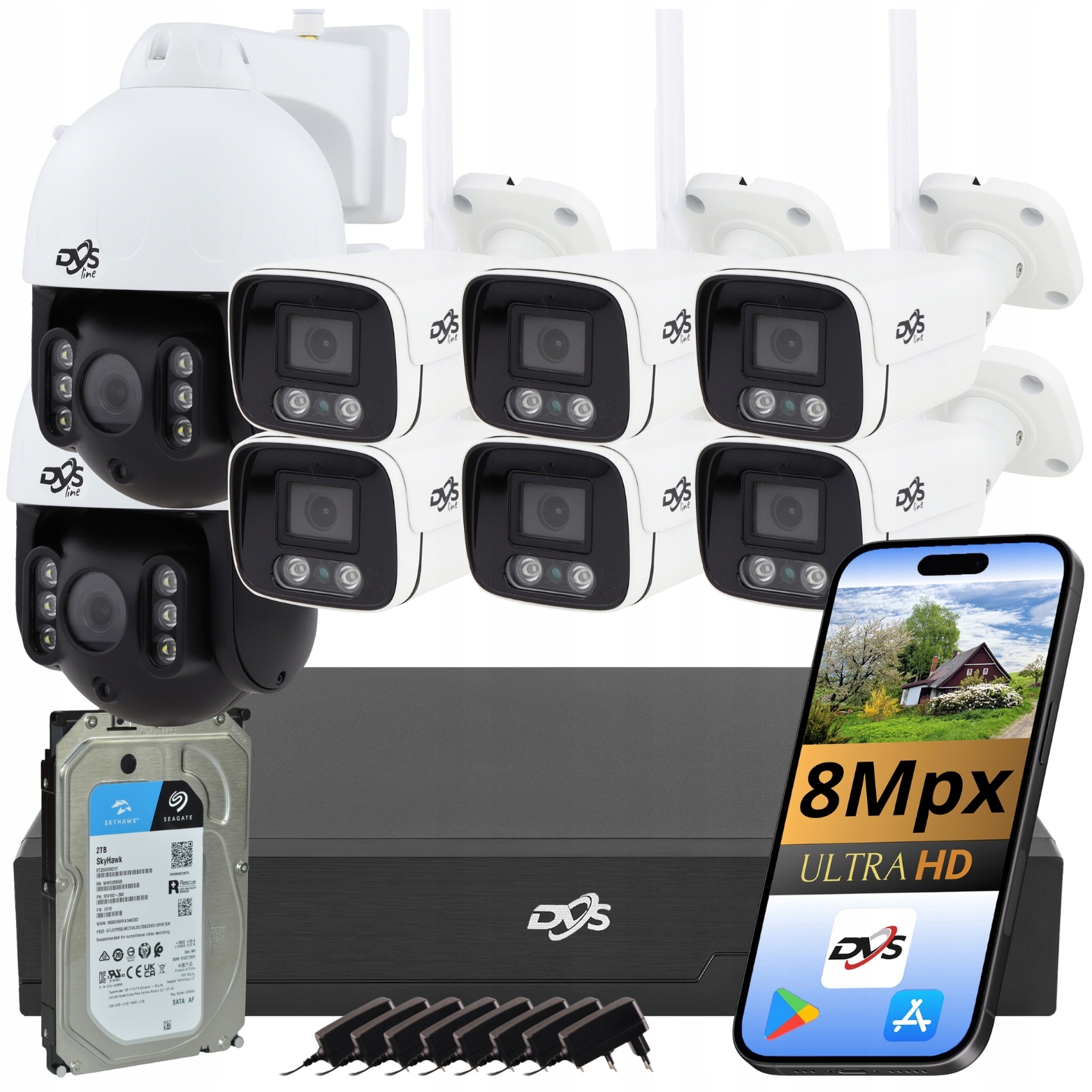 Wifi Monitorovací Sada 6x Kamera Tuba 2x Vnější Otočná Kamera 4K 2TB