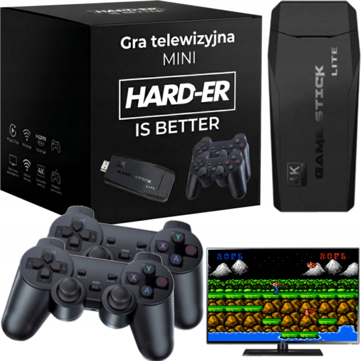Konsola Hdmi Gra Telewizyjna Mini Tv Retro Bezprzewodowa 2xPAD Hard-er