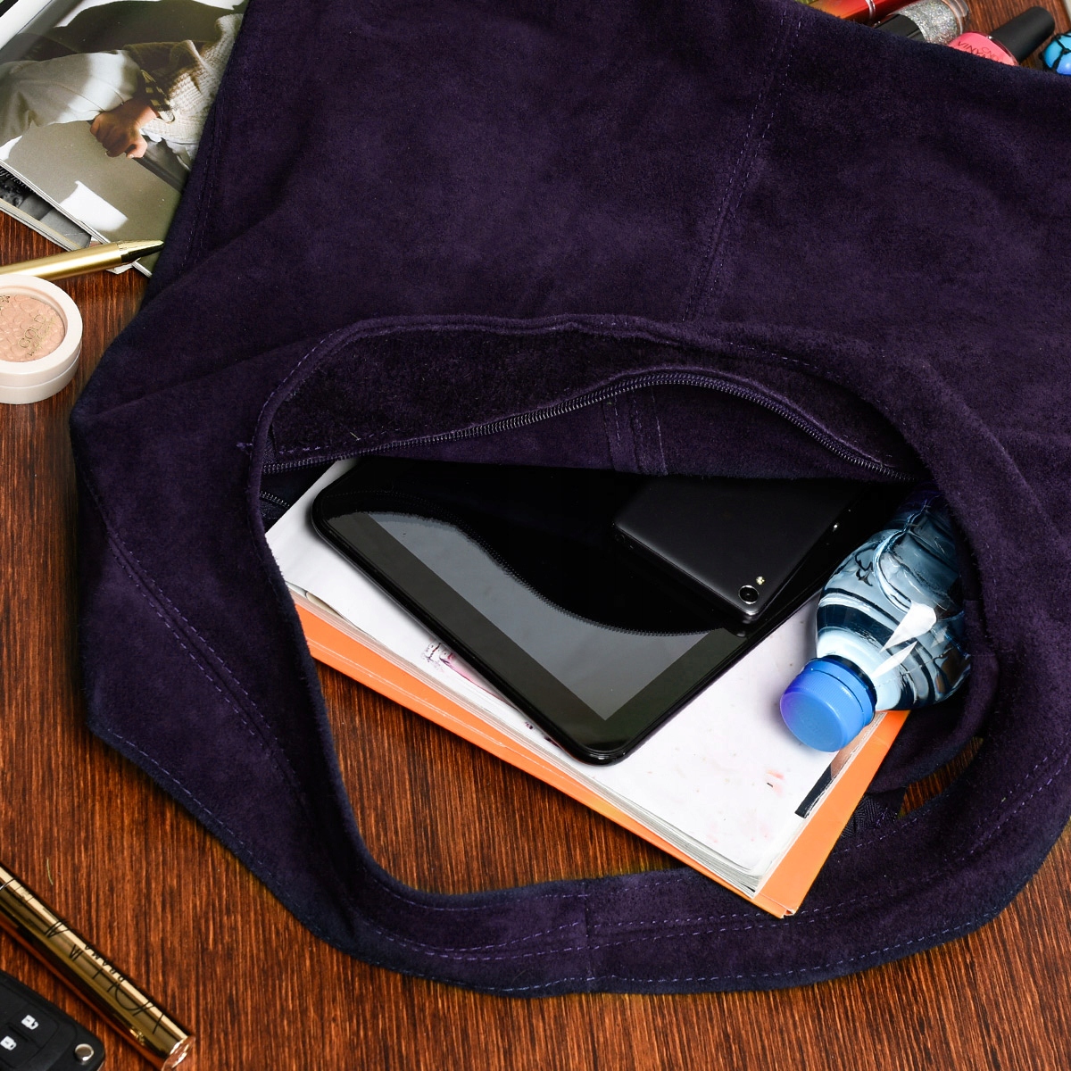 Torebka skórzana damska duża shopperka klasyczna pojemna A4 do pracy szkoły Model U35