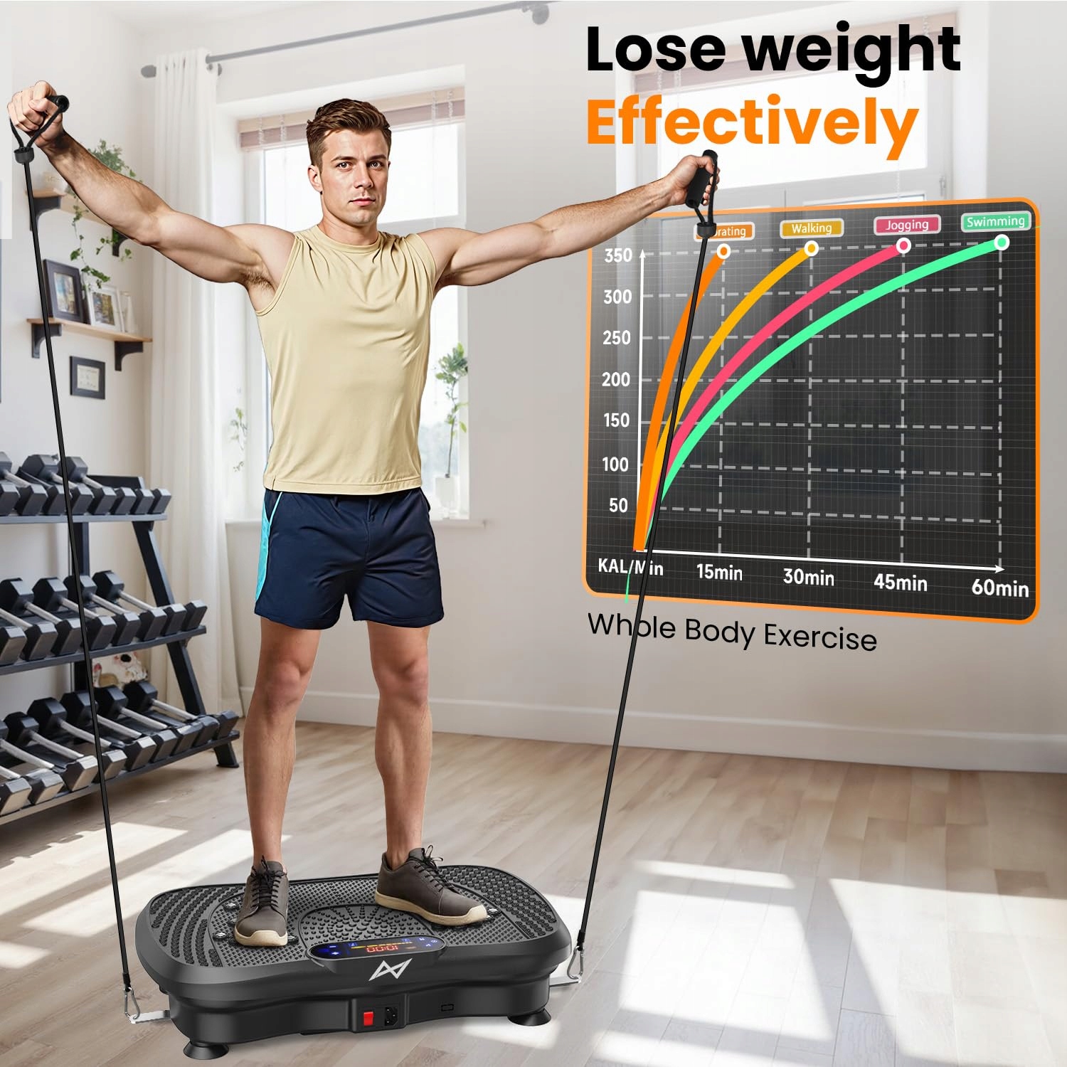 AXV Wibracyjna Platforma Fitness 150kg Bluetooth 120 Poziomów 5 Trybów — miniatura 4