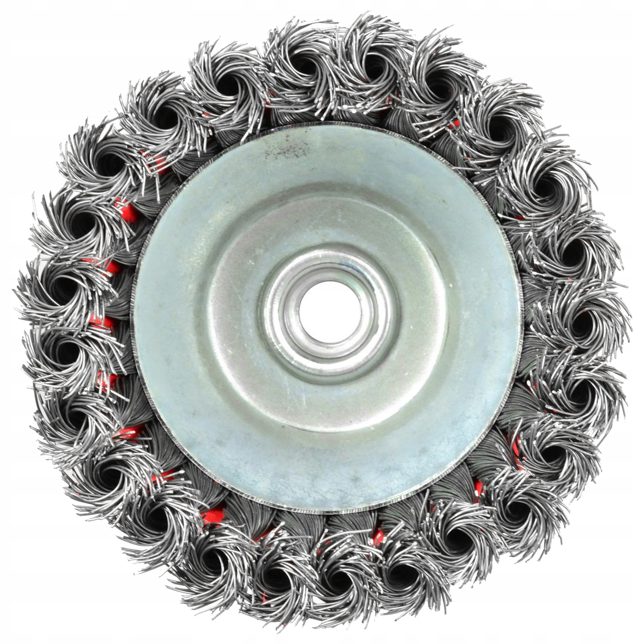 SZCZOTKA DRUCIANA DOCZOŁOWA PLECIONA 125mm M14 DO SZLIFIERKI KĄTÓWKI OPASKA Marka Geko