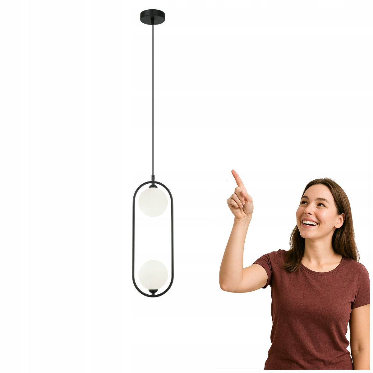 Moderná závesná lampa Lupus čierno-biela Italux