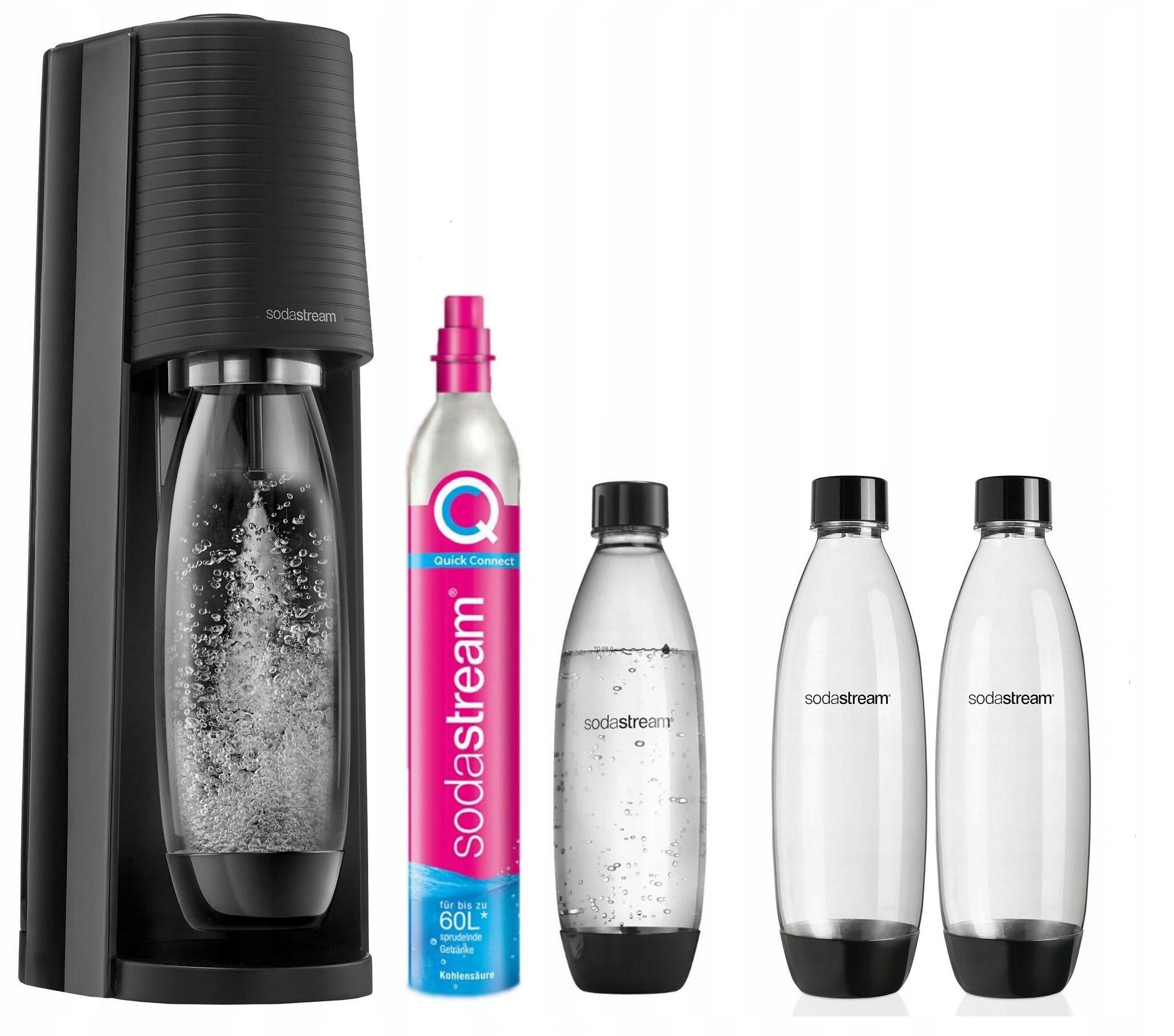 Soda Stream Terra Czarny butelki Kolorowe 3 x 1L