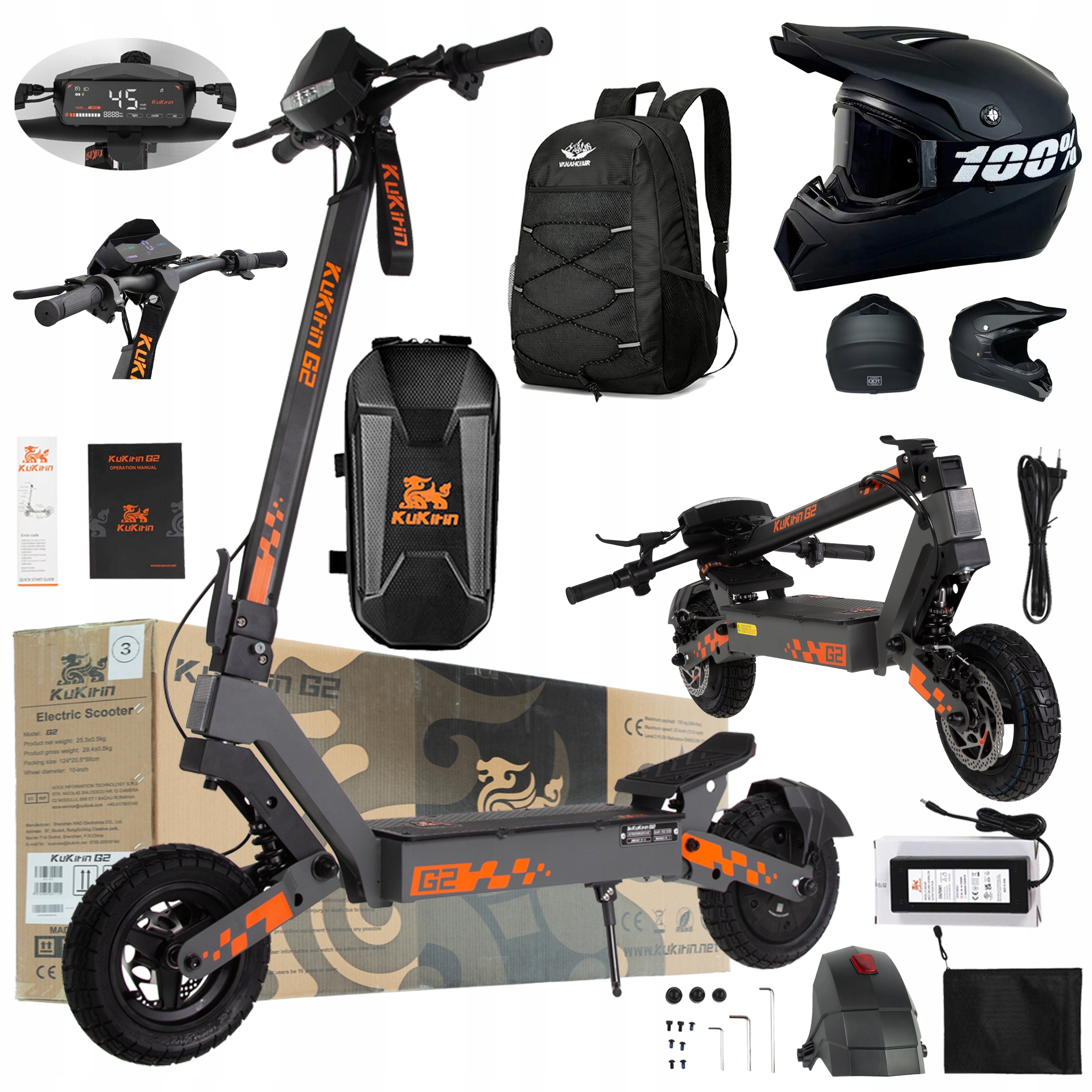 KuKirin G2 Pojazd elektryczne 800W 48V 15Ah 45KM/H 55KM 10" +3Prezent Pl