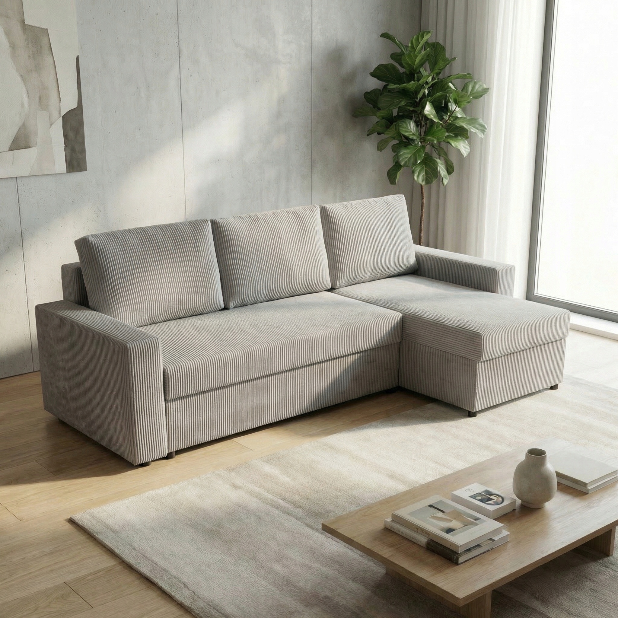 Moderní rohová sedačka s funkcí spaní do obývacího pokoje Nirvana, šedá