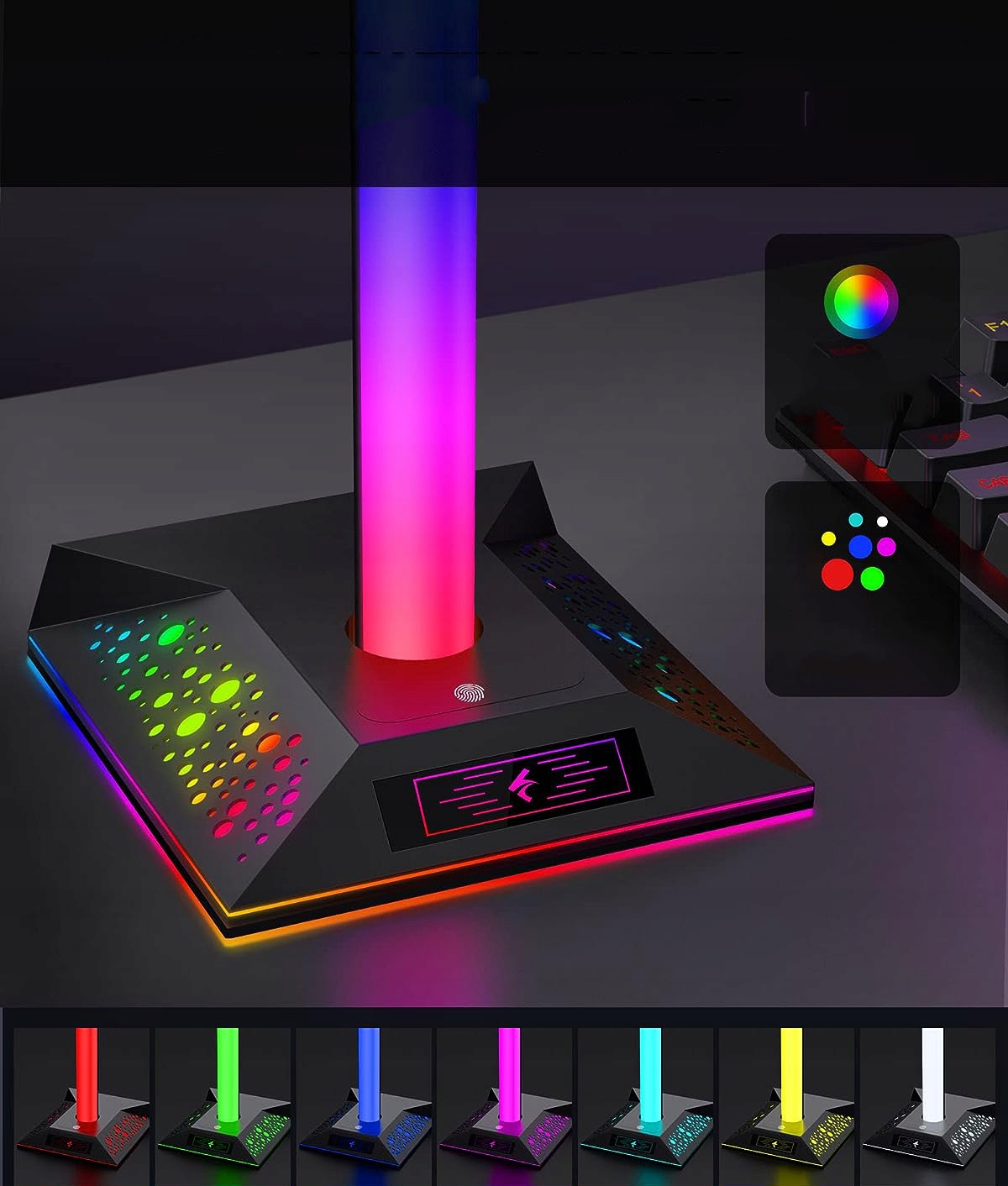 STOJAK NA SŁUCHAWKI GAMINGOWY RGB LED USB Model 1