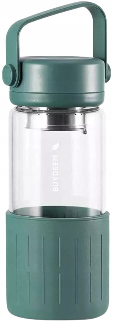 BUYDEEM Szklana butelka z zaparzaczem 300ml, DG42, Cozy Greenish — 2