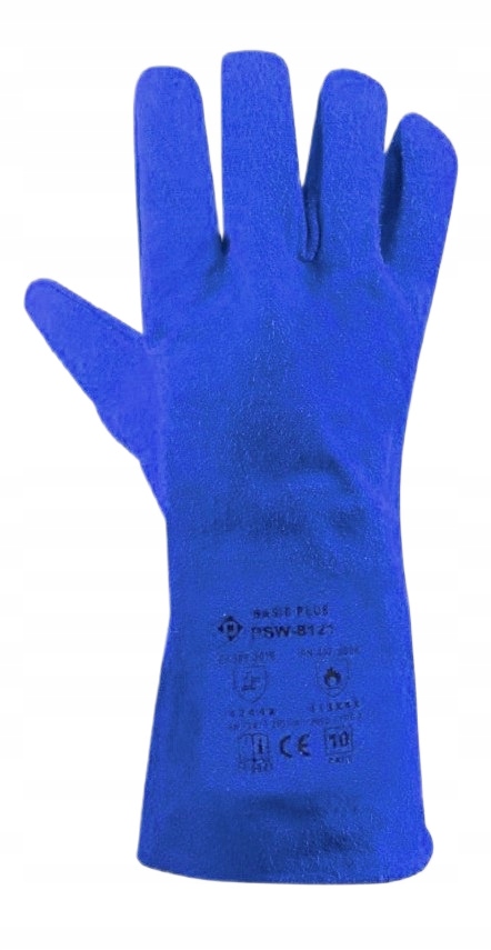 RĘKAWICE ROBOCZE SKÓRZANE ŻAROODPORNE DO KOMINKA GRILLA KOCIOŁKA NIEBIESKIE EAN (GTIN) 5905261046543