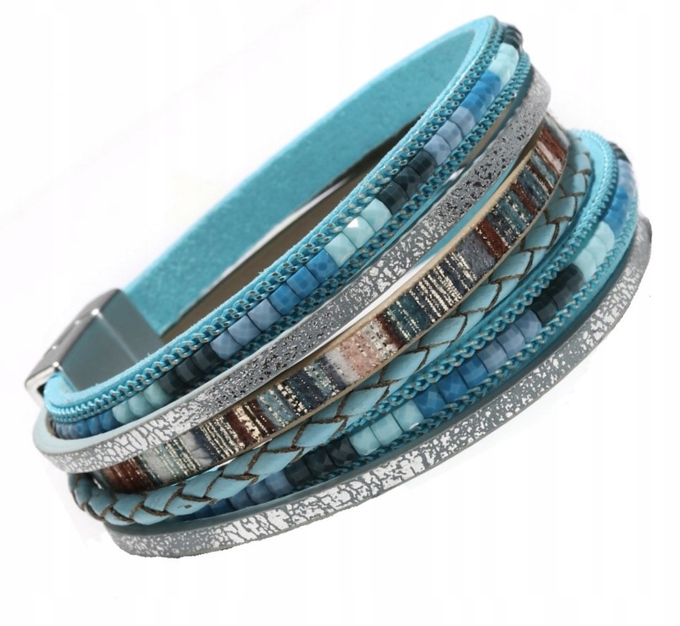 ETNICZNA SKÓRZANA BRANSOLETKA DAMSKA RZEMYKI