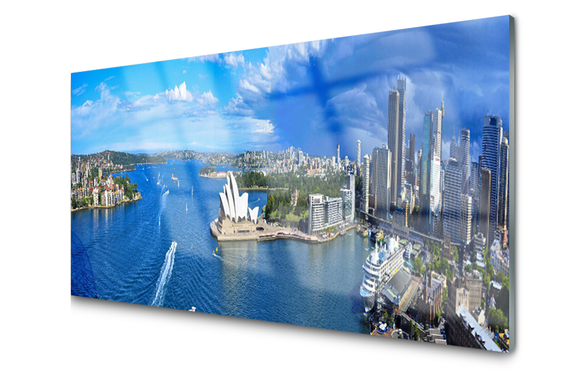 

Panel szklany dekor Morze Miasto Domy 120x60