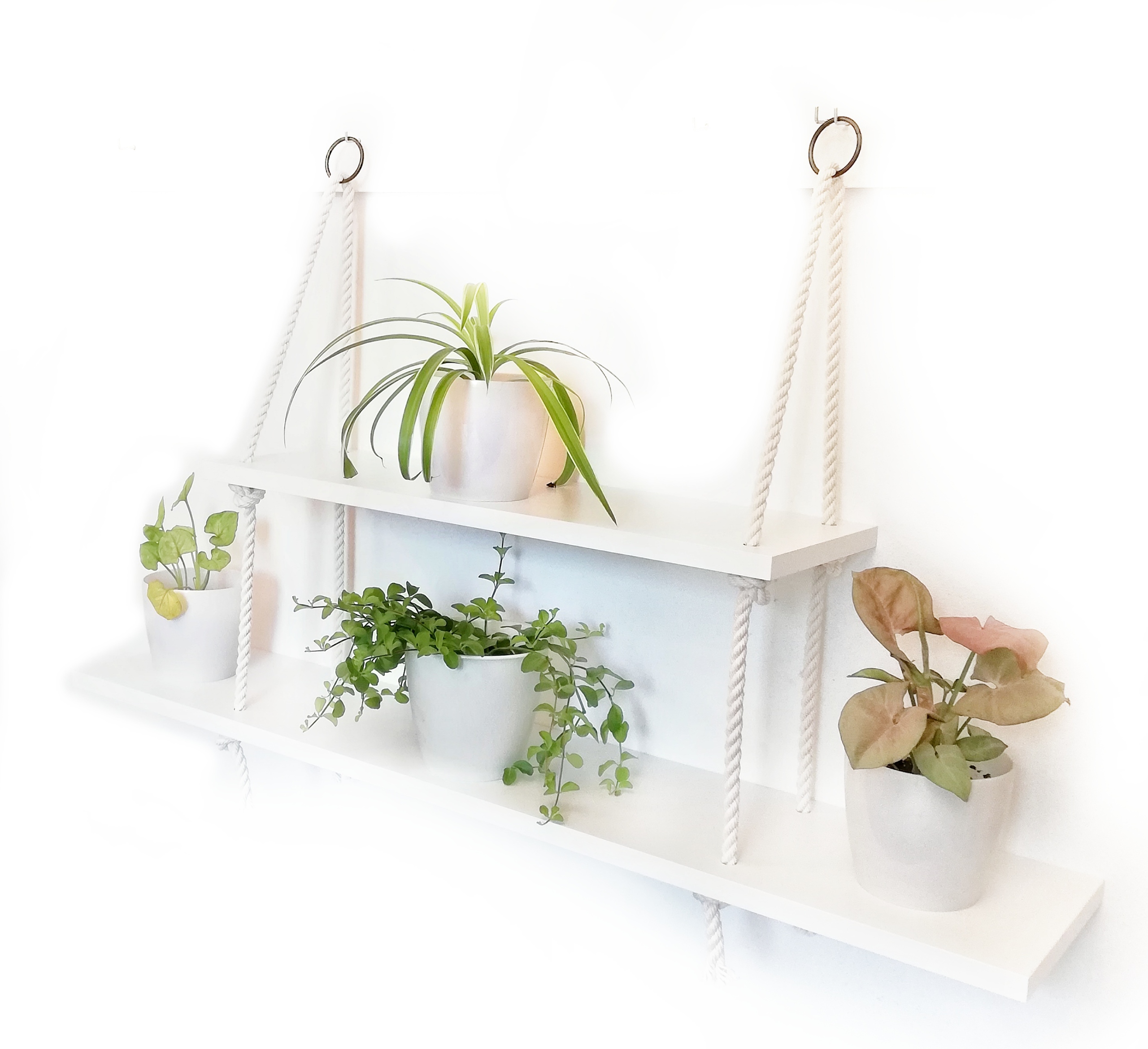 

Wiszące półki na sznurkach, białe 80cm 40 cm
